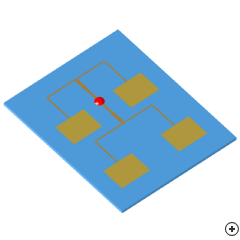 Image of the 2x2 Rectangular microstrip patch array.
